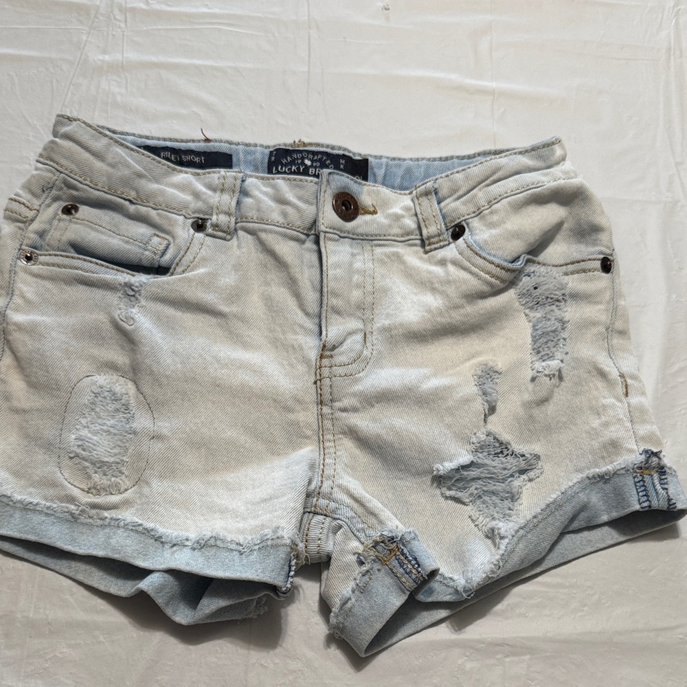 Lucky Brand Kids Distressed Denim Shorts - Light Blue size 12